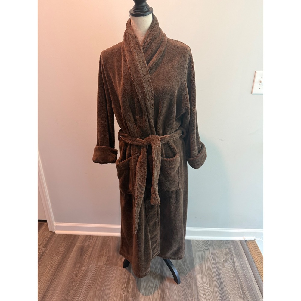 Restoration Hardware Plush Robe Women's Small Brown Fleece  Long Luxury Spa